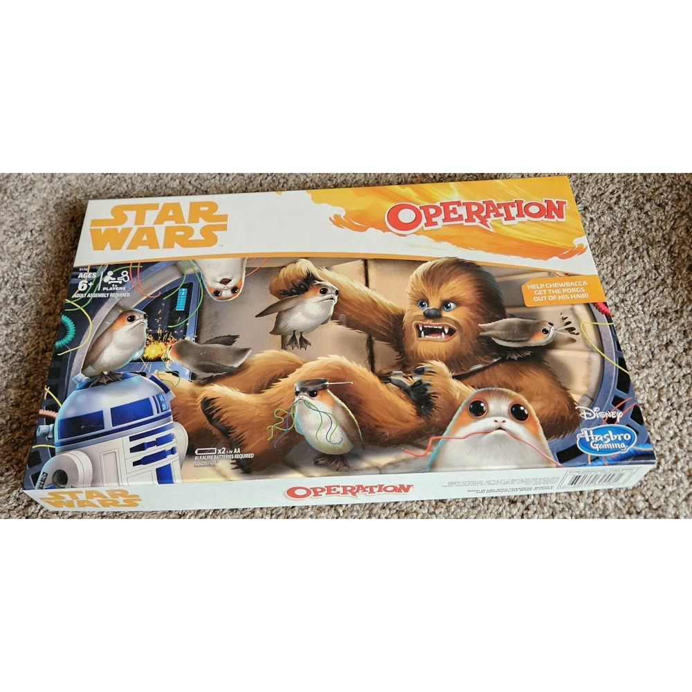 Star Wars Operation Game Chewbacca Porg Hasbro Complete Lights Work No Buzz